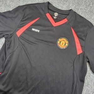 Manchester United MUFC Soccer Jersey Mens XL Black Red V-Neck Performance Shirt
